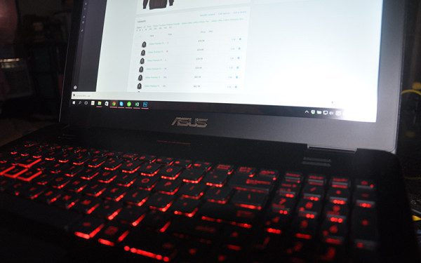 The Asus G551JW with Backlight Turned On