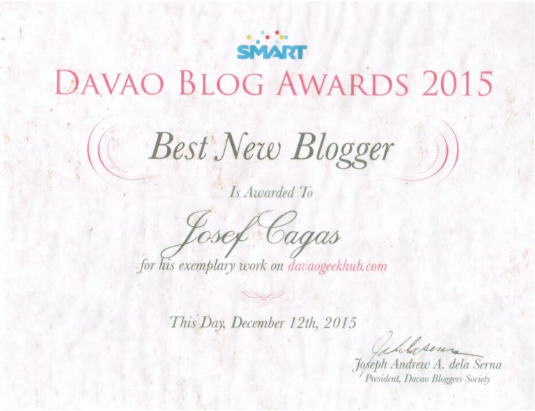 Best New Blogger 2015 (Best Davao Tech Blog)