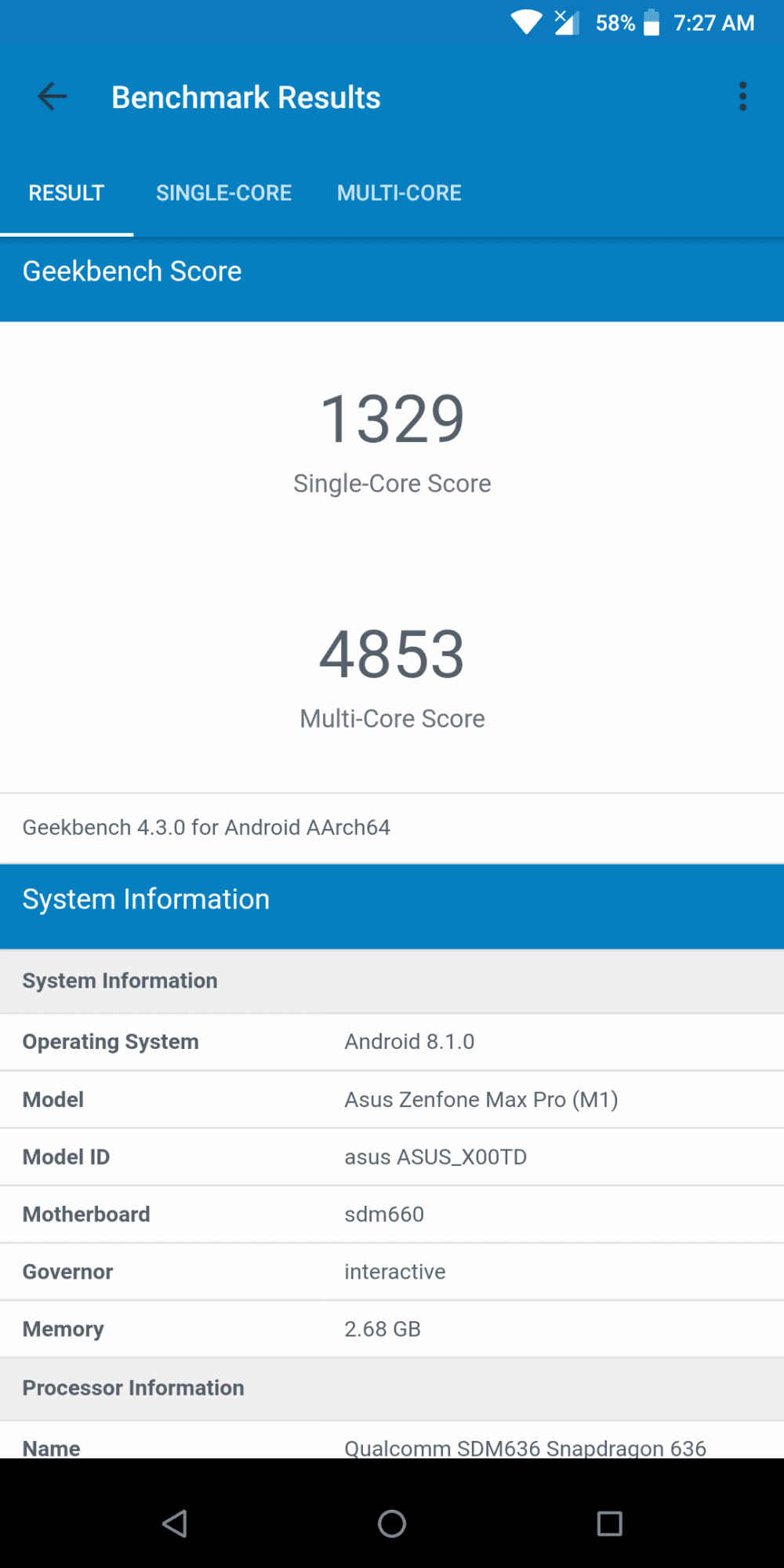 ZenFone Max Pro M1 GeekBench