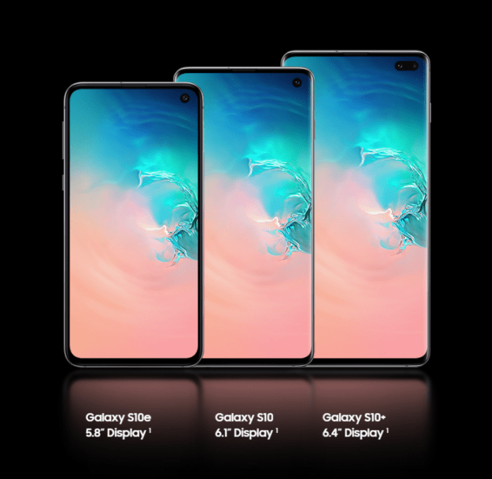 Samsung Galaxy S10, S10+, and S10e display