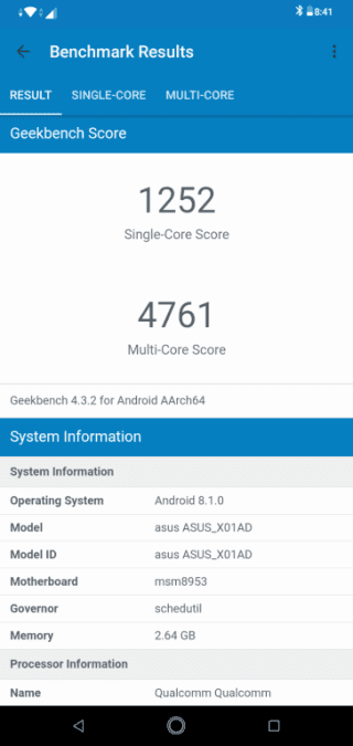 Zenfone Max M2 GeekBench 4