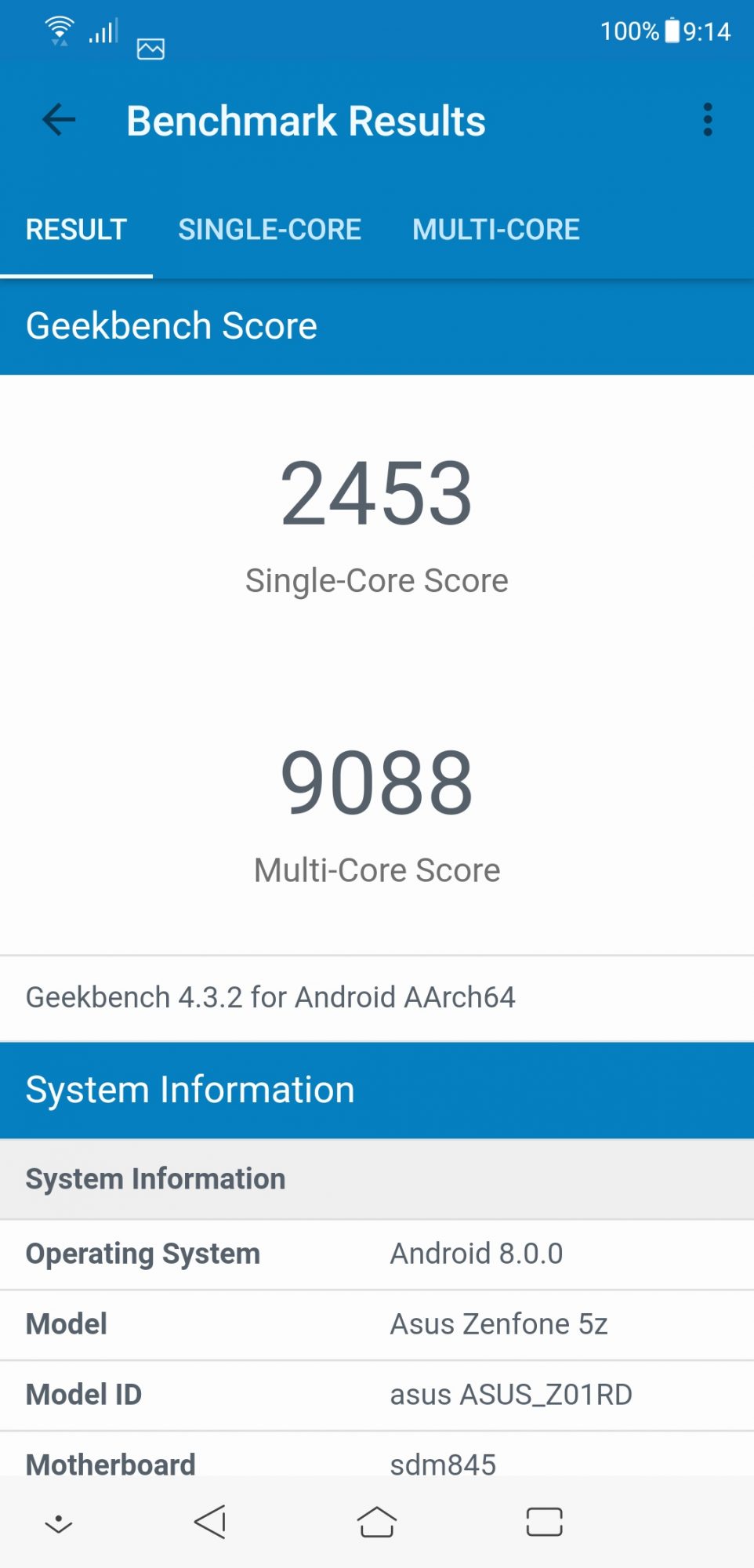 Zenfone 5z Geekbench 4