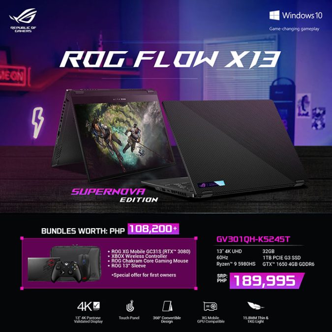 ROG Flow X13 ​GV301QH-K5245T Supernova Edition bundle