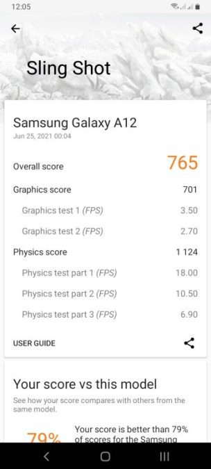 Samsung Galaxy A12 3DMark Sling Shot