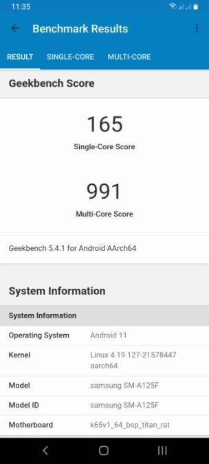 Samsung Galaxy A12 GeekBench 5