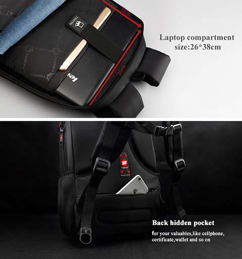 Laptop Compartment + Hidden Back Pocket