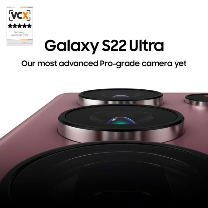 Samsung Galaxy S22 Ultra Camera gets 5-Star Rating from VCX Forum