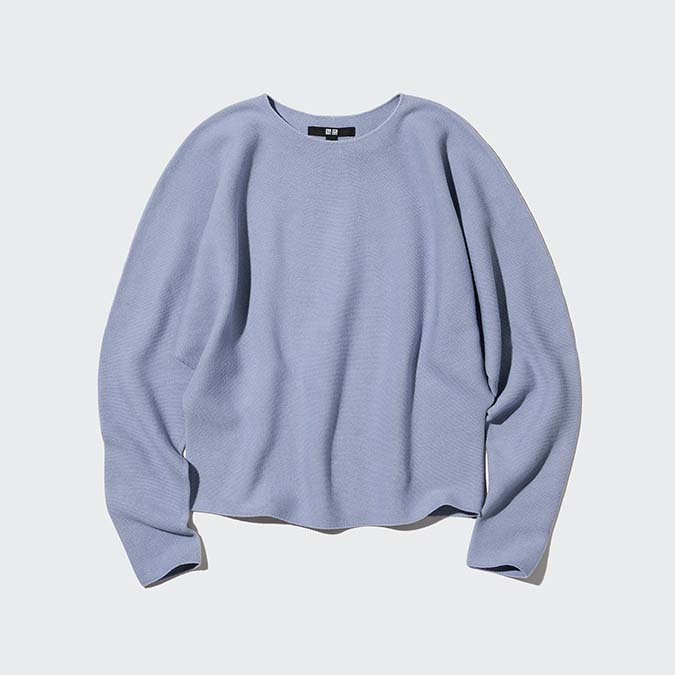 Women’s 3D Knit Cotton Dolman Long Sleeve Sweater