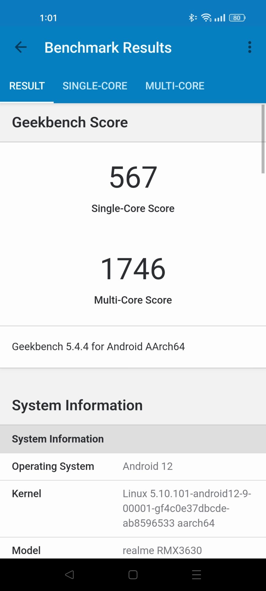 realme 10 Geekbench 5