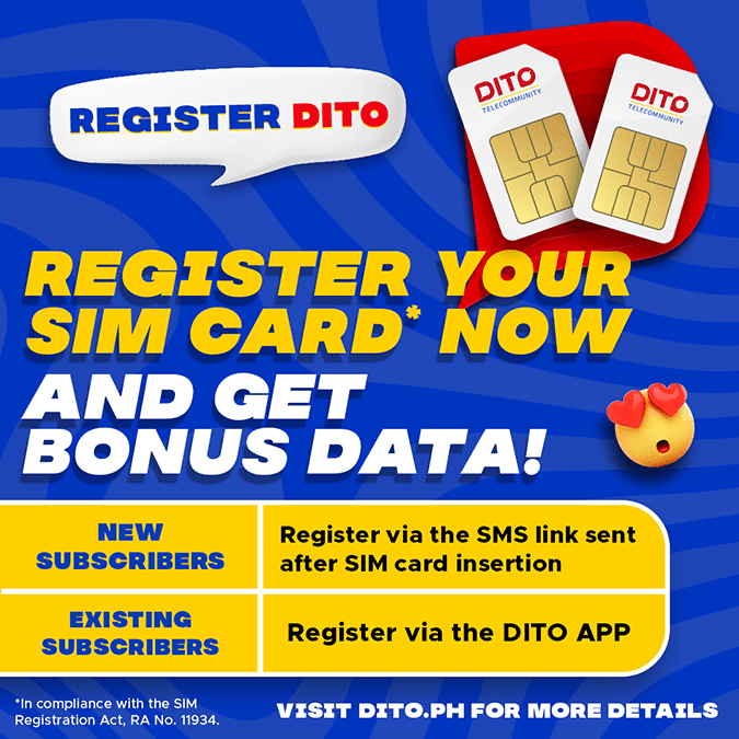DITO registration bonus data