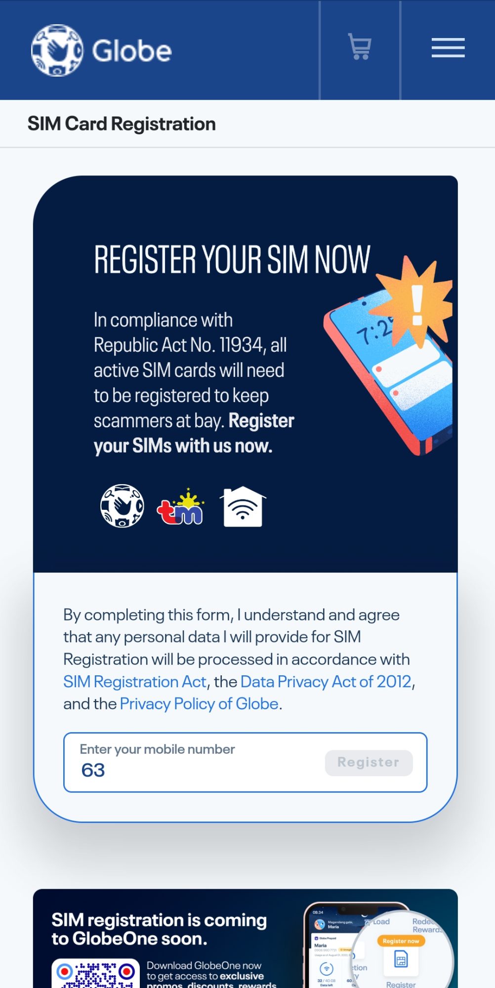 Globe SIM Registration