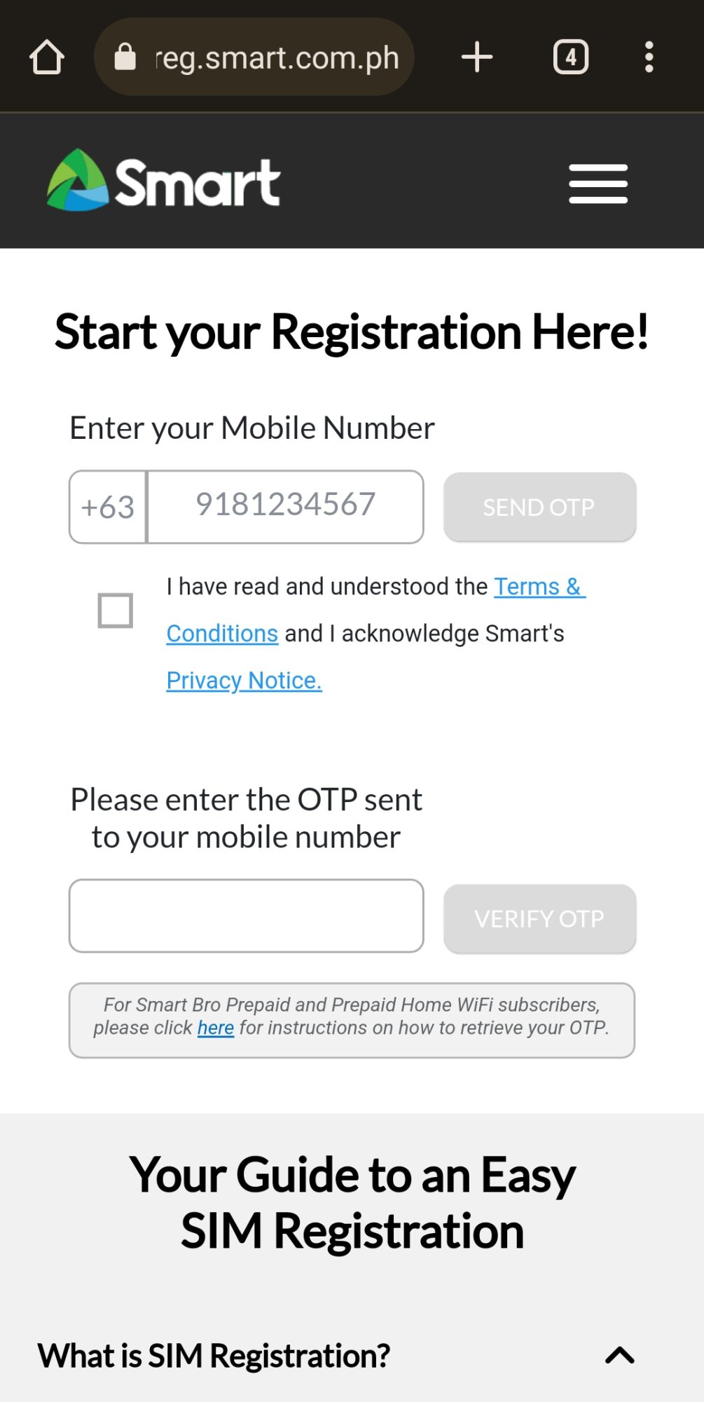 Smart SIM Registration