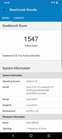 vivo V27e Geekbench 3