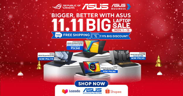 Get up to 11% Discount on the ASUS 11.11 Big Laptop Sale