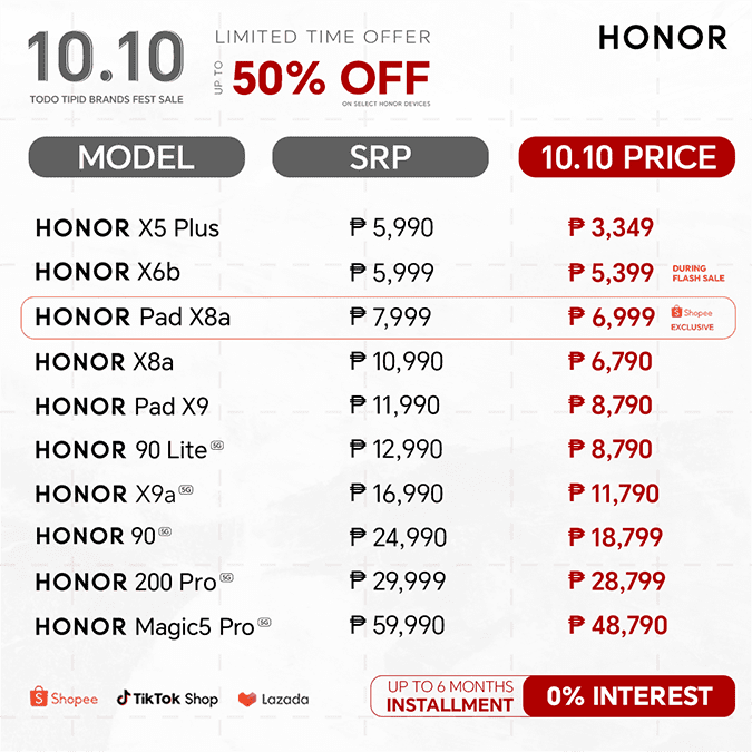 HONOR 10.10 Mega Sale Cheat Sheet