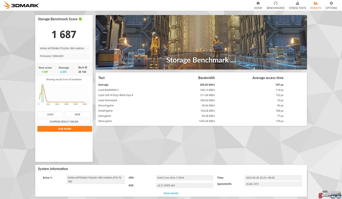Vivobook S16 S3607C 3DMark Storage Benchmark