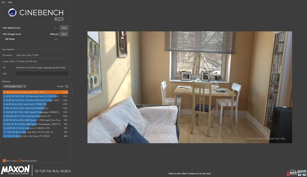 Vivobook S16 S3607C Cinebench Single Core