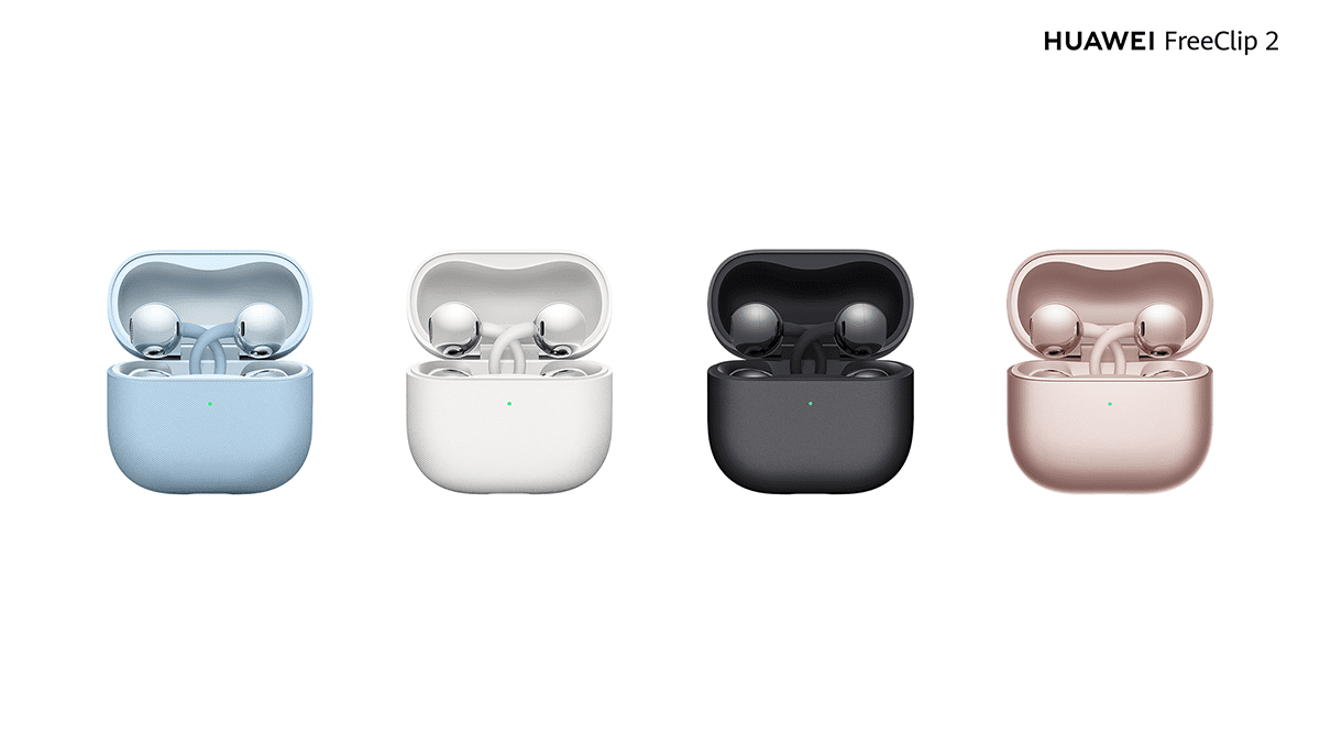 HUAWEI FreeClip 2 in Denim Blue, White, Black, and Rose Gold