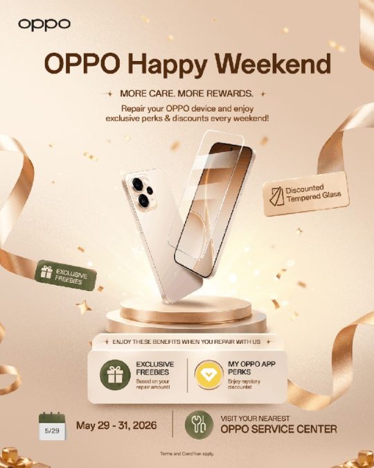 Get Exclusive Rewards at OPPO Service Centers from May 29-31
