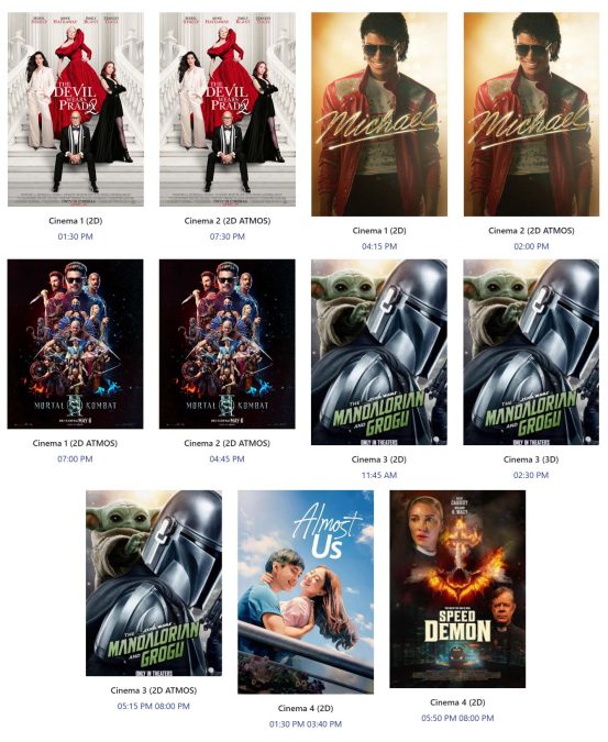 NCCC Mall Buhangin Cinema Schedule May 20, 2026