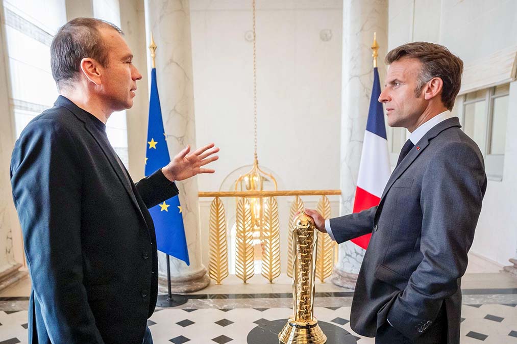 President Emmanuel Macron (right) and Ralf Reichert, CEO Esports Foundation (left) at Palais Elysée in Paris, France - May 19, 2026