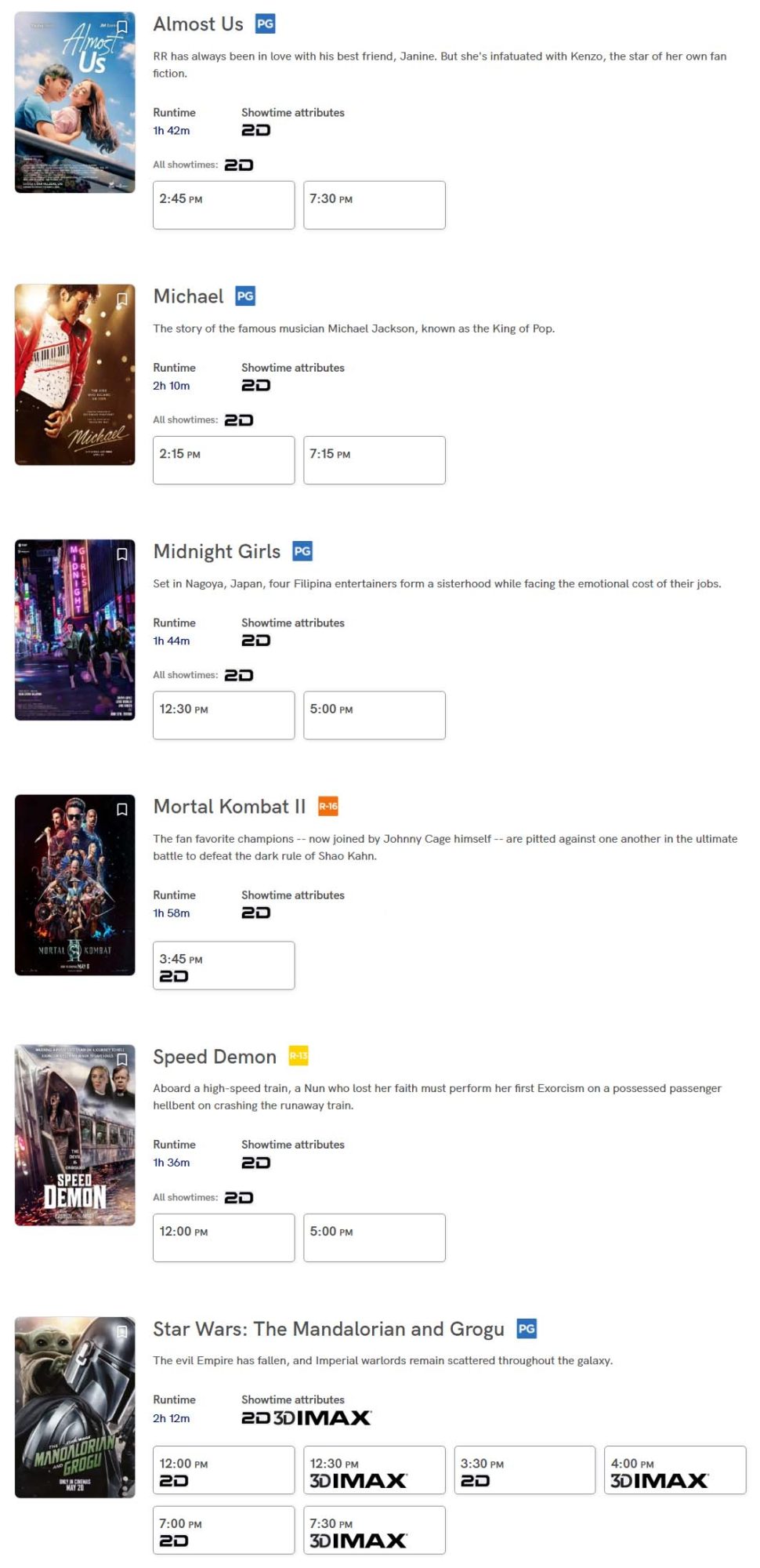 SM Lanang Cinema Schedule May 20, 2026