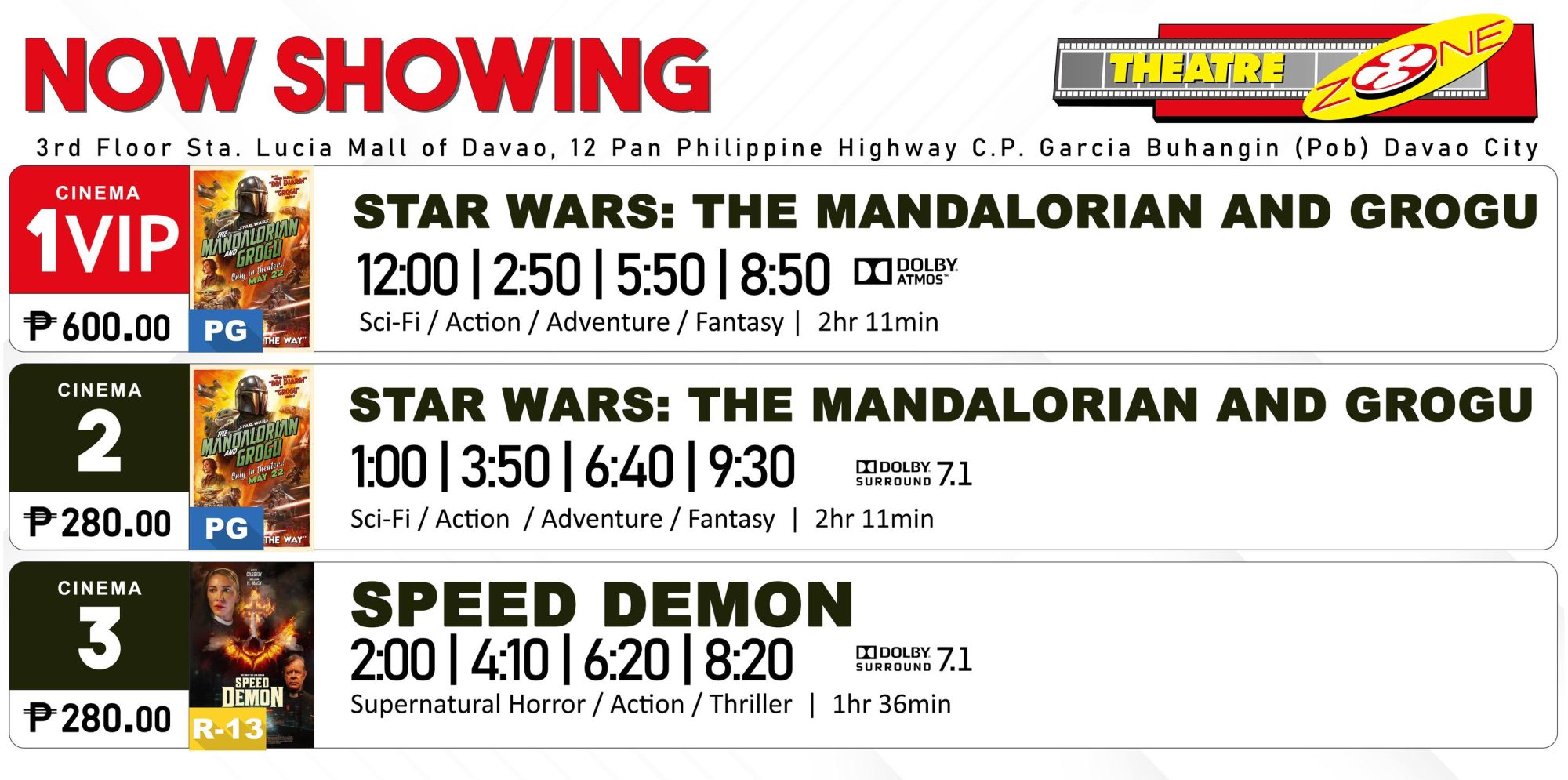 Sta. Lucia Mall of Davao Theatre Zone Cinema May 20 - 26, 2026