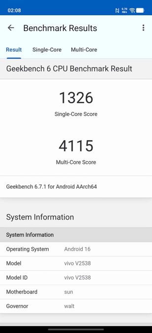 geekbench 6 cpu - v70 5g
