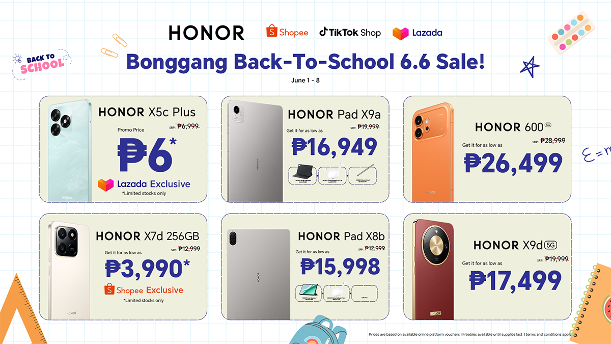 Catch the HONOR Bonggang Back-to-School 6.6 Sale