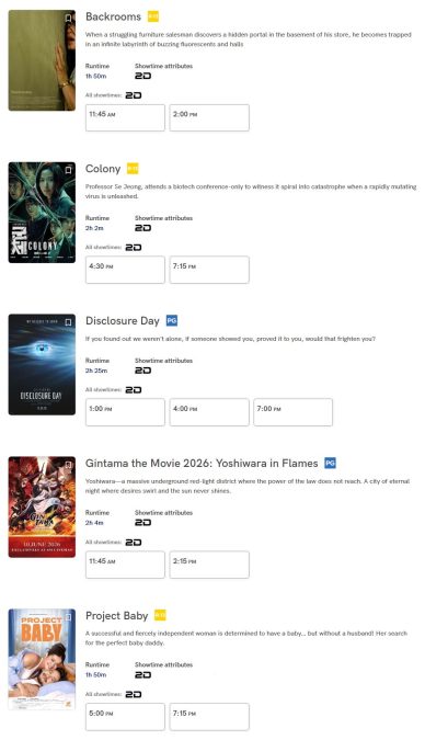 SM City Davao Cinema Schedule June 10, 2026