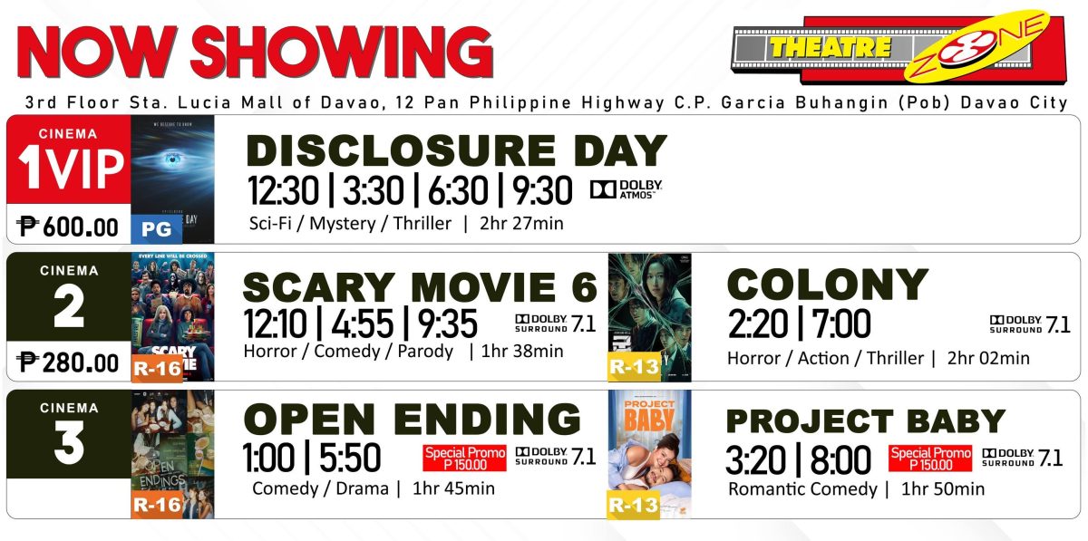 Sta. Lucia Mall of Davao Theatre Zone Cinema June 10 - 16, 2026