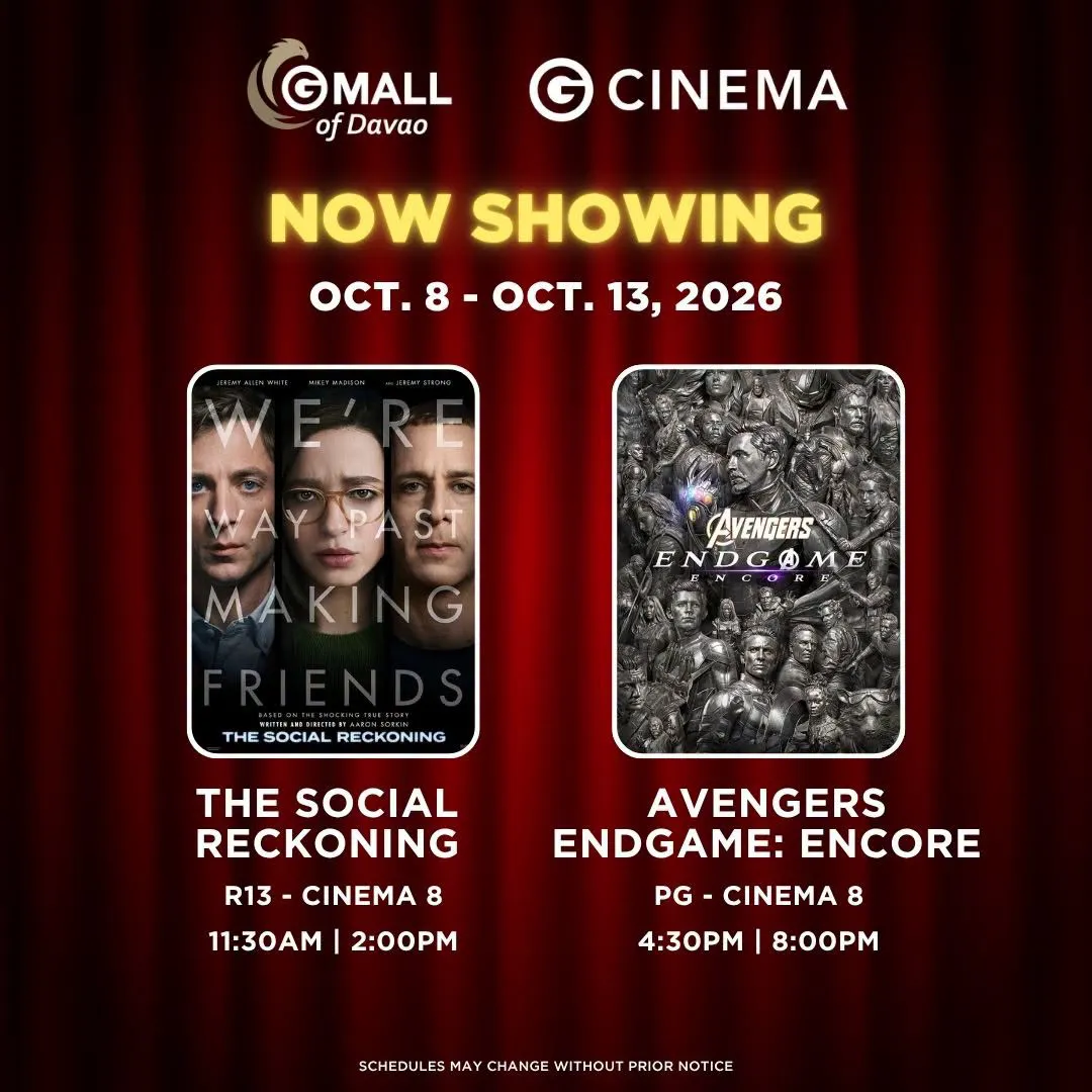 Gaisano Mall of Davao Bajada Cinema Schedule October 08 - 13, 2026 5