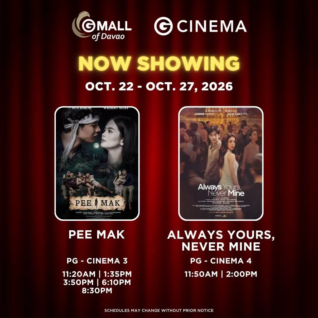 Gaisano Mall of Davao Bajada Cinema Schedule October 22 - 27, 2026 1