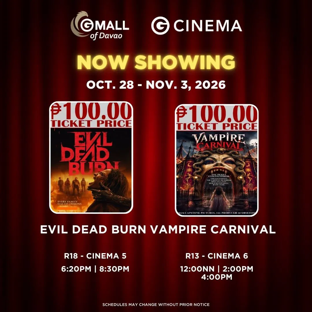 Gaisano Mall of Davao Bajada Cinema Schedule October 28 - November 03, 2026 3