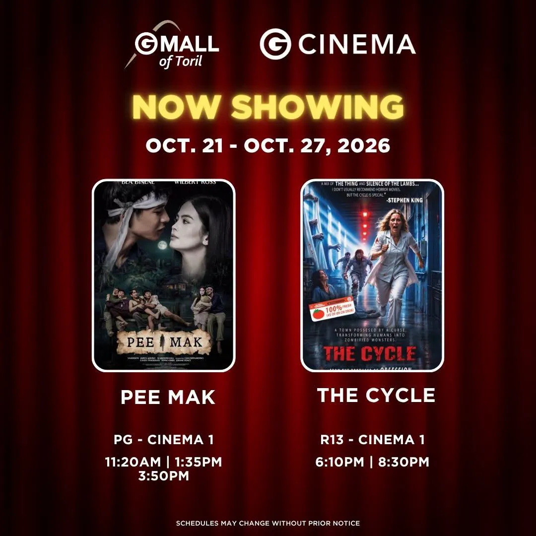 Gaisano Mall of Toril Cinema Schedule October 21 - 27, 2026 1
