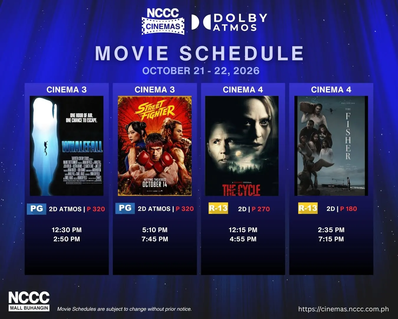 NCCC Mall Buhangin Cinema Schedule October 21 - 22, 2026 2